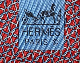 HERMES 6267 EA レッド「馬」100%シルクネクタイ 新品箱入り タグ付き