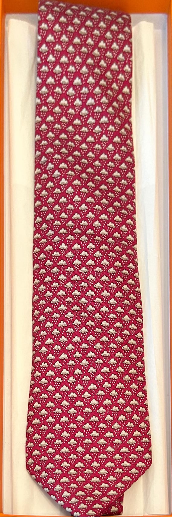 エルメス HERMES バーガンディ ネクタイ 未使用に近い】HERMES バーガンディ ネクタイ チェック 未使用に近い