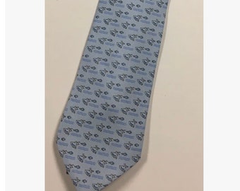 Hermes Tie 5208 IA Light Blue &quot;Ducks&quot; 100% Silk Tie Used no tags