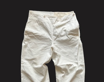 Vintage 1940s US Navy Sailor Pants - 40s White High Waisted