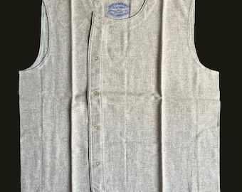 Vintage Vest French Wool-Cotton Flannelette Flanelle de Sante Chorewear Underwear Farmer French Workwear Dead Stock