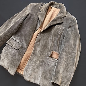 Corduroy Velours Cotele Vintage Hunting Jacket Blazer Coat Liner Lined 40s 1940s 1930s France Coutil Coton Brown