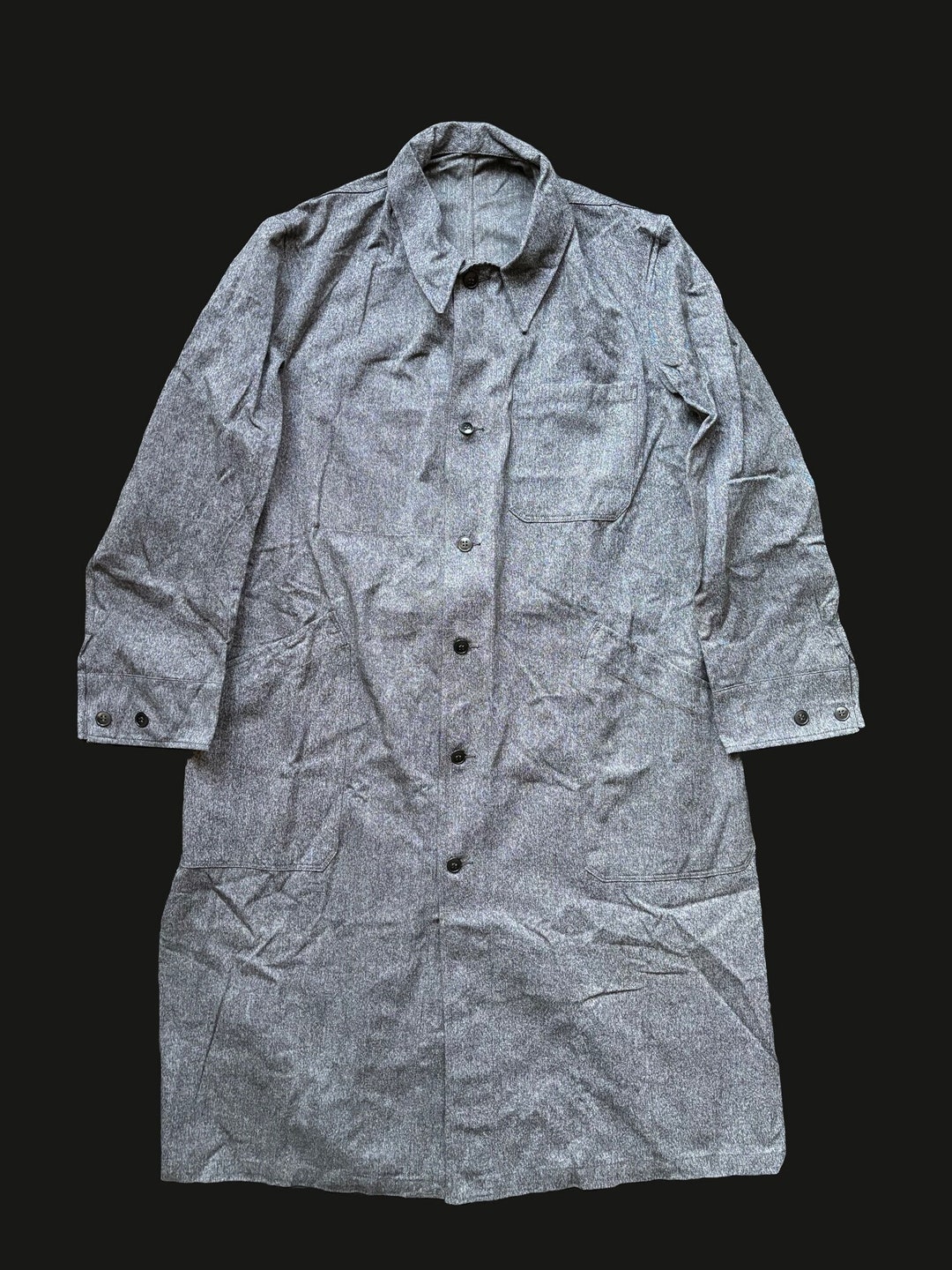 Vintage french work jacket - Gem 30s French Military Chambray Work