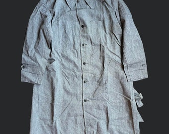 Atelier Coat Grey Chambray France 1940&#39;s Deadstock Work Coat Mechanic Teacher Worker Laboratory Industrial