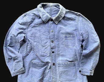 Vintage 70s Workwear French Work Herringbone Jacket Xlarge 80s