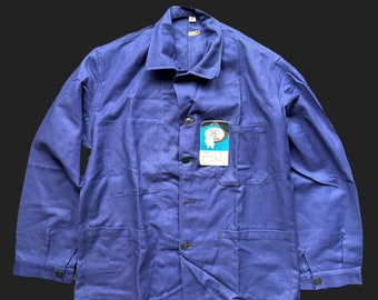 vintage Au Molinel Work Jacket Bleu de Travail France 1960's New Old Stock Chore Cotton Jacket