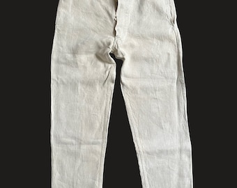 パンツ 1960s French vintage summer trousers VINTAGE FRENCH WORKWEAR BLUE HBT BUCKLE BACK TROUSERS PANTS