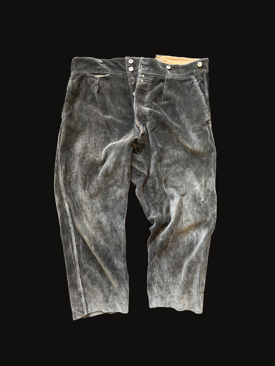 Vintage Corduroy Worker Pants Le Cable France 1940s Workwear Cords