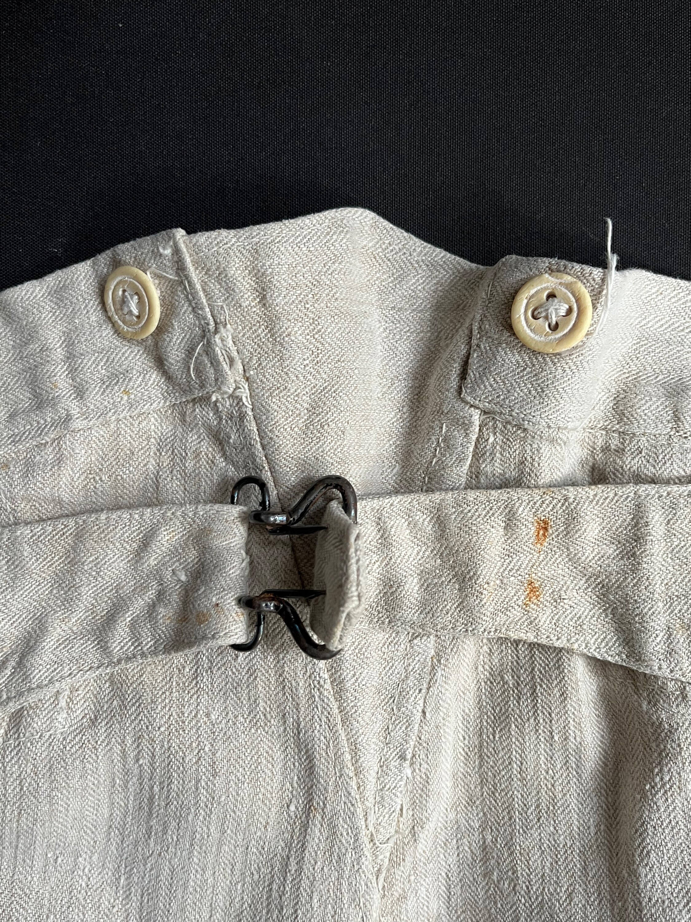 Bourgeron Pants 1900 Antique Early Xxth Century French Linen