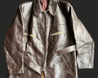 Cyclist Vintage Leather Jacket Coat 1940s German 40s Ruhr