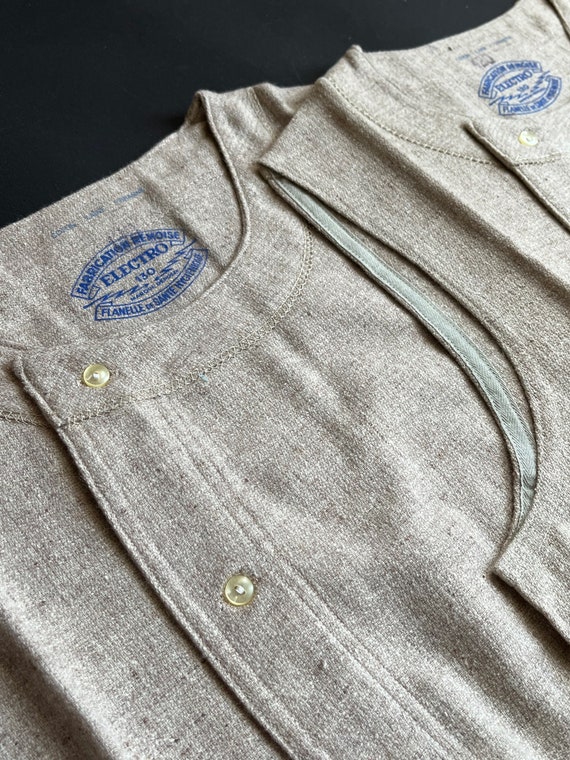 Vintage Vest French Wool-Cotton Flannelette Flane… - image 6