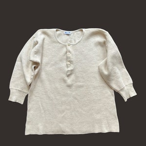 Wool Long Sleeve Sweatshirt Double Breast Underwear Base Layer Made in Holland 1940&#39;s Work Farmer Jacket Sweater Tee Shirt