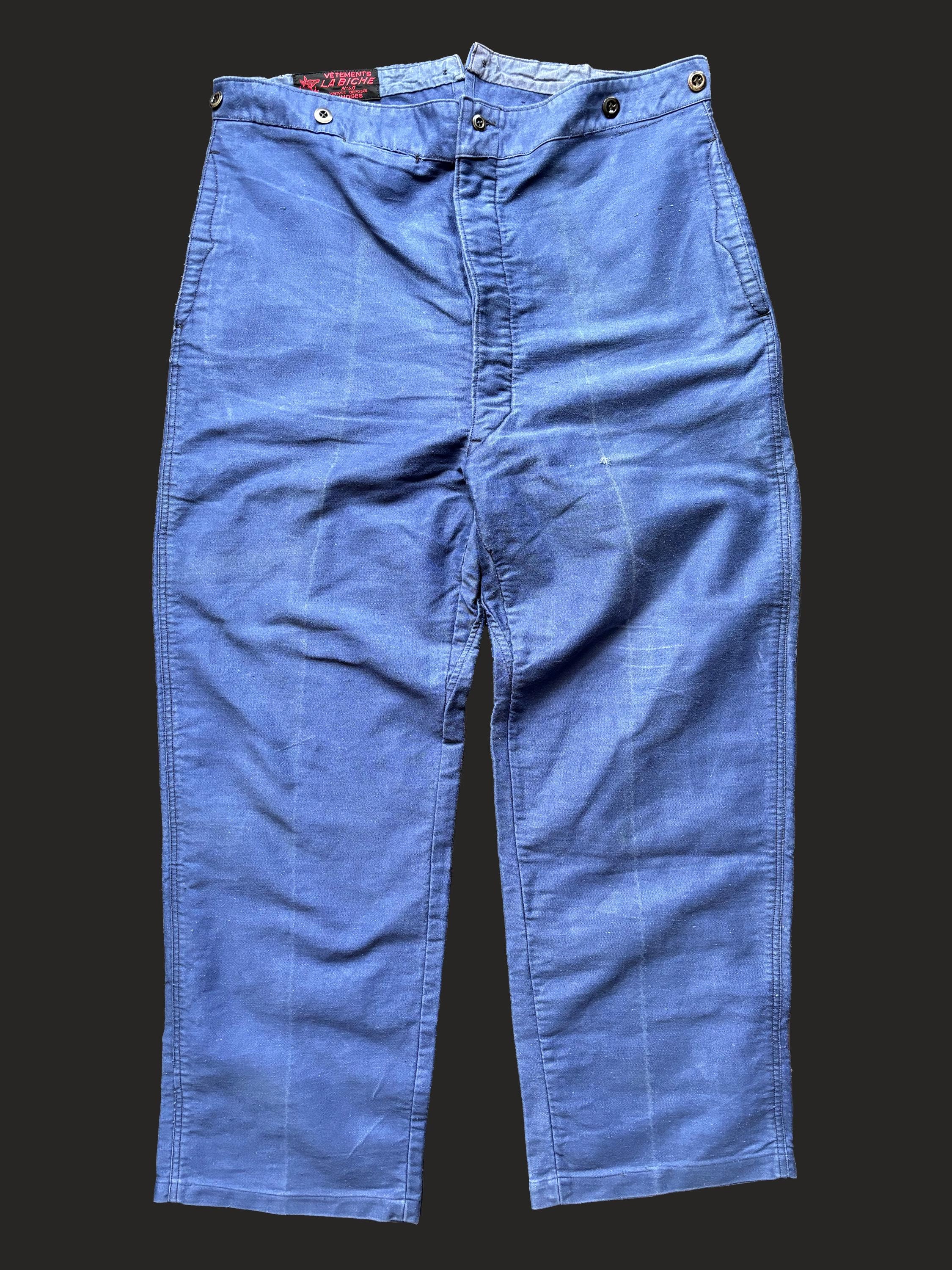 La Biche Cinch Belt Back Work Pants Moleskine Moleskin