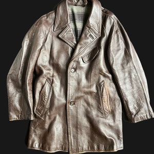 Cappotto Vintage in Pelle Francia Aviation Militare Francese 1960 Raglan UGECO