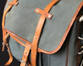 Vintage Randonneur Bicycle Bag Touring France 1950s Canvas Leather Rando Cycling Travel Japan Kit Set-up Front Rear