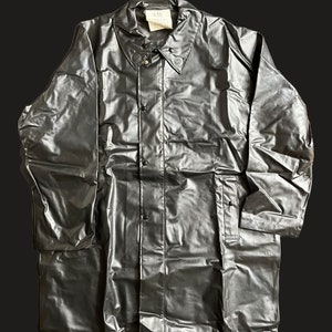 PTT Facteur Postman La Poste Vintage Rain Coat Rubber 1960s New Old Stock Eclair Zipper