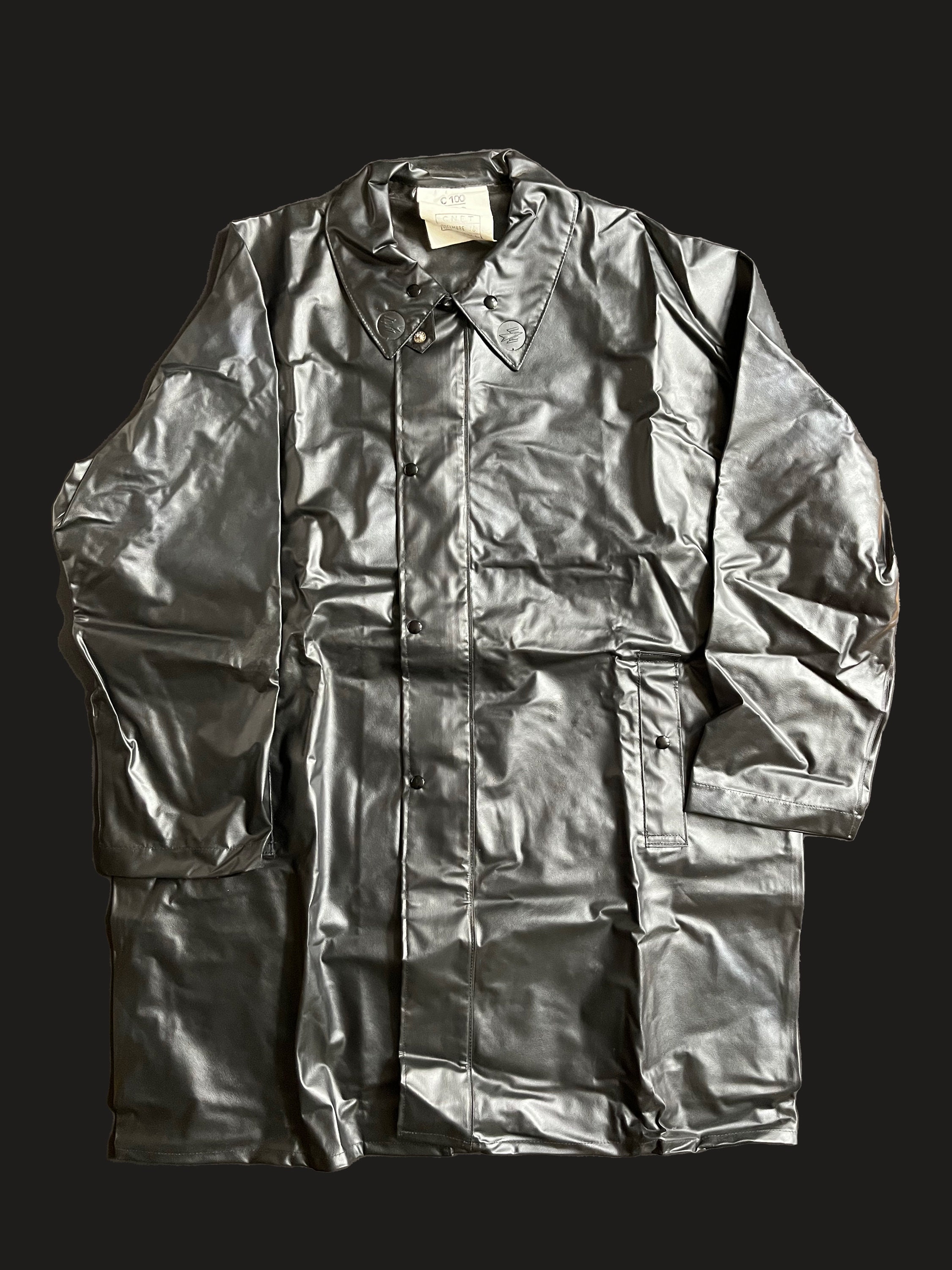 PTT Facteur Postman La Poste Vintage Rain Coat Rubber 1960s New Old Stock Eclair Zipper
