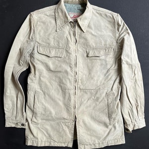 Royal Hunter Vintage French Hunting Jacket Duck Cotton 1940&#39;s Canvas Work Eclair Zipper