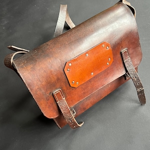 PTT Vintage Postman Leather Shoulder Bag 5mm France 1950s 50s Facteur