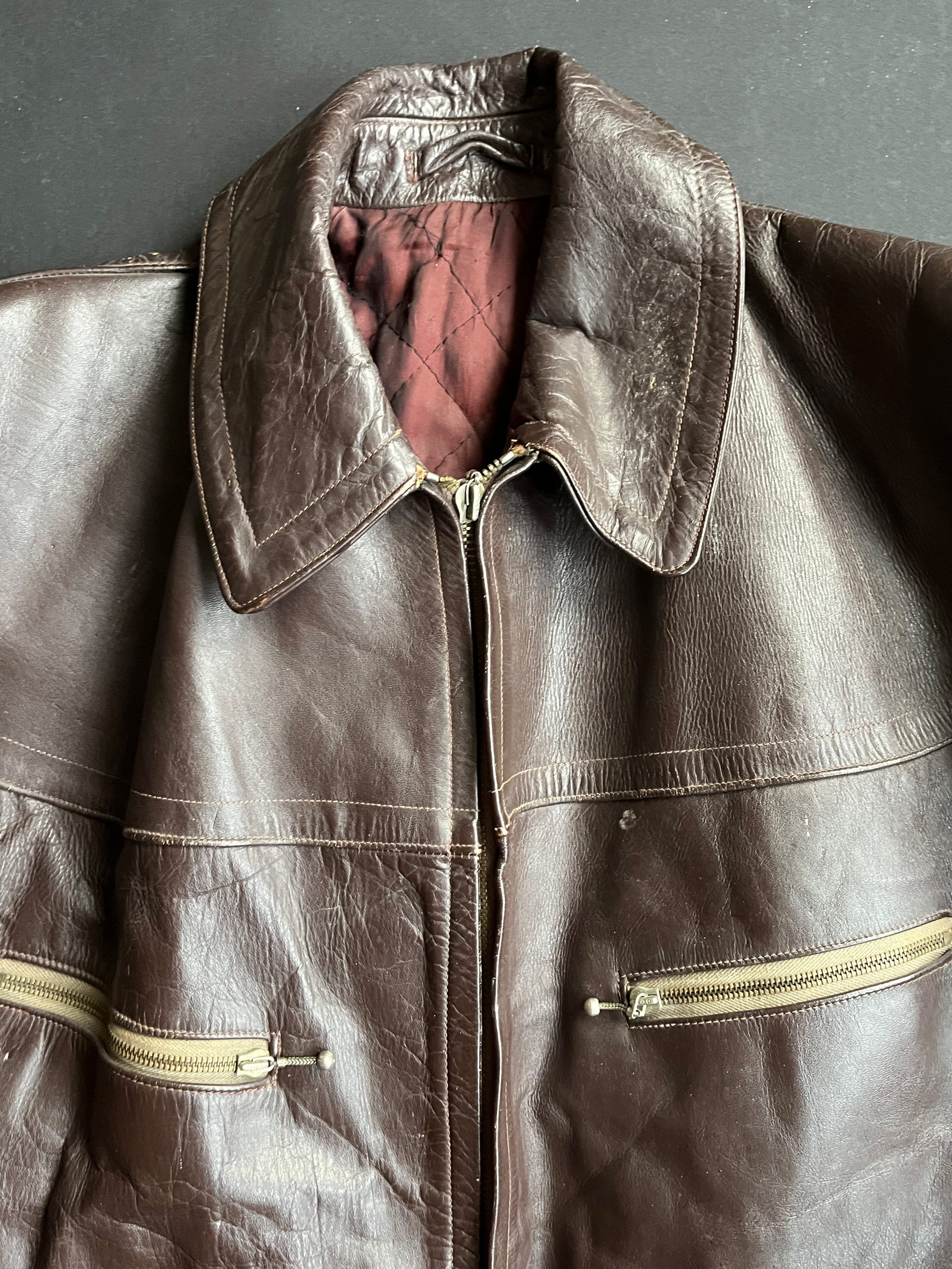 Cyclist Vintage Leather Jacket Coat 1940s German 40s Ruhr Cyclist Vintage Leather Jacket Coat 1940s German 40s Ruhr