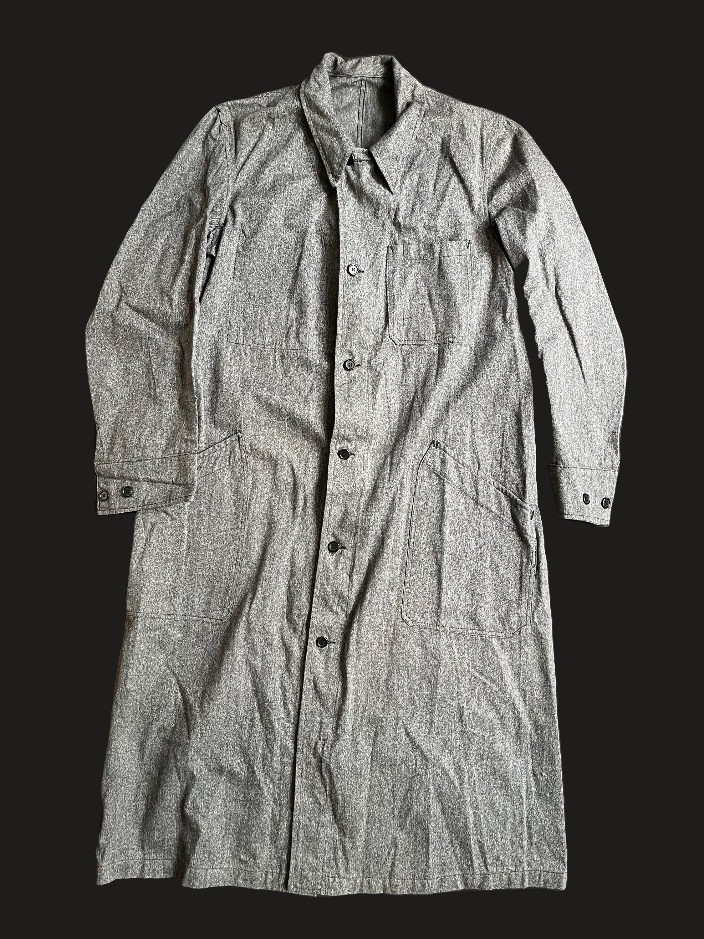 90s French ヴィンテージWork Atelier LOGO Coat Vintage Atelier Work Coat Black Chambray Made in France