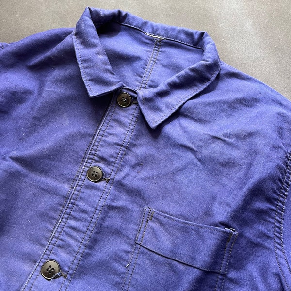 Molinel Vintage Moleskine Jacket Veste Bleu de Travail 1980's Deadstock Chore Work Indigo