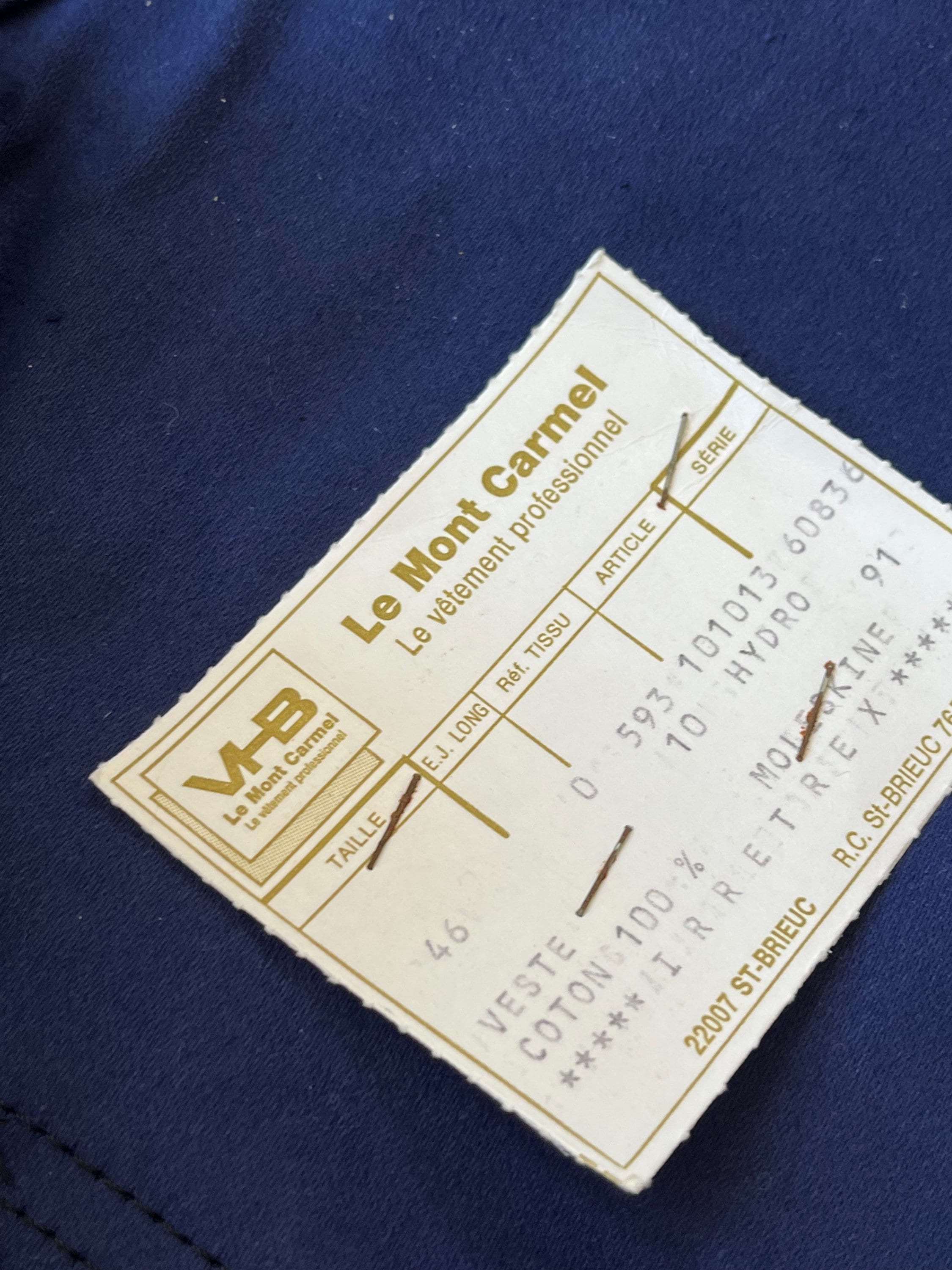 Le Mont Carmel Vintage Moleskine Jacket Work NOS France Le Mont Carmel Vintage Moleskine Jacket Work NOS France