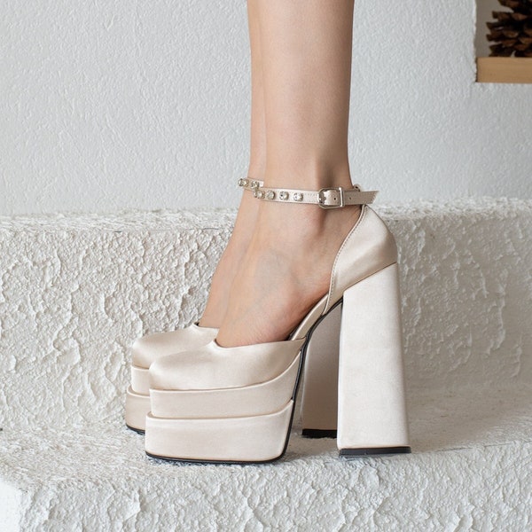 strappy chunky platform heels