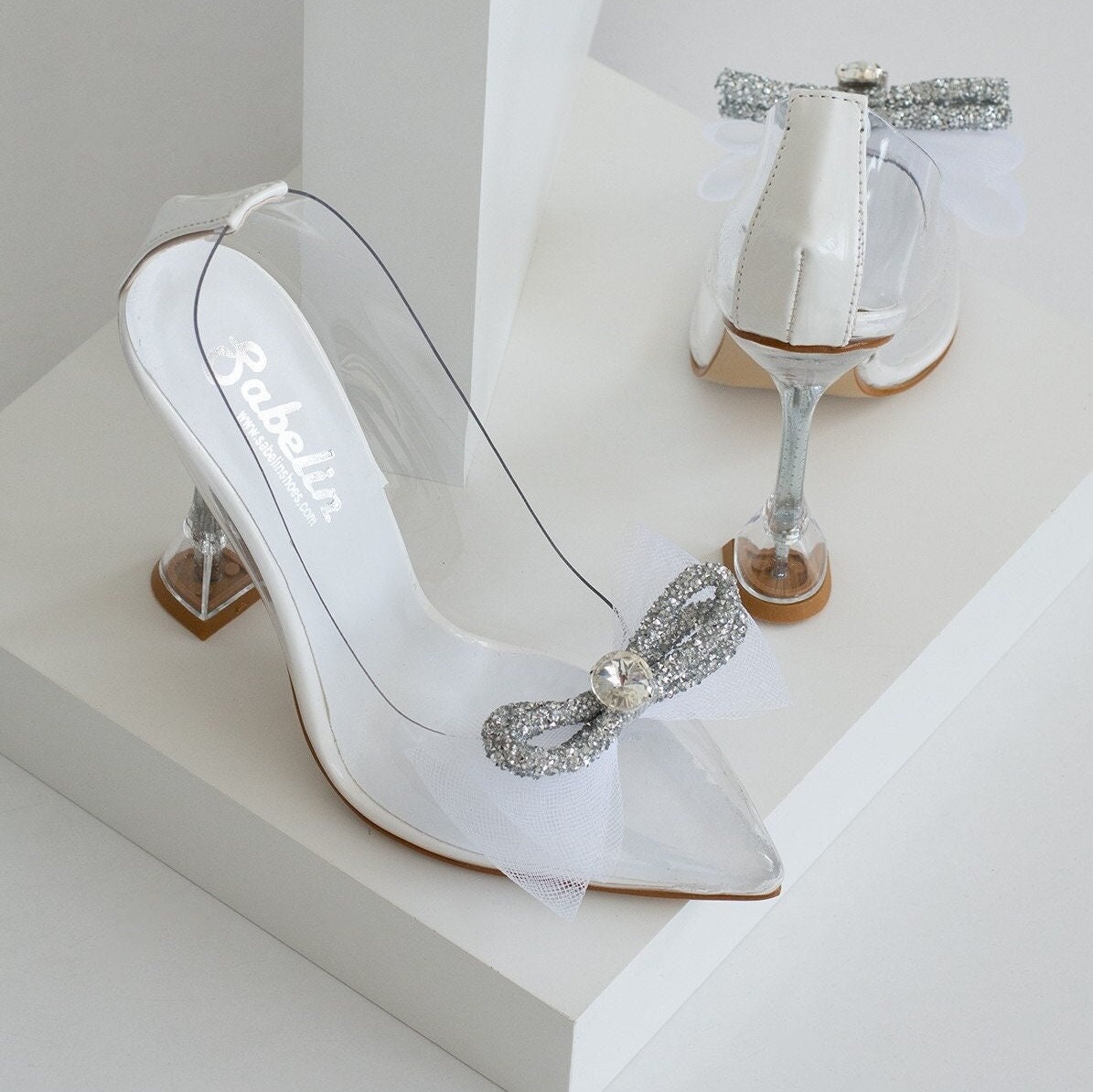 15CM Super High Heels Thin Transparent Glass Slippers Platform Shoes  Princess Wedding Sandals Woman Shoes