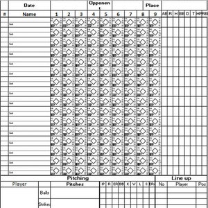 Unlimited Printable Baseball or Softball Scoresheet for - Etsy
