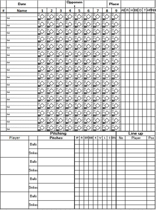 Unlimited Printable Baseball or Softball Scoresheet for - Etsy