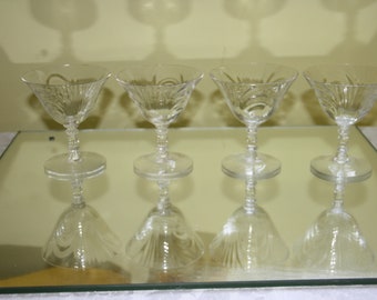 CAMBRIDGE CRYSTAL STEMWARE WILDFLOWER Etched  LOW SHERBET GLASS 4 3/4" 