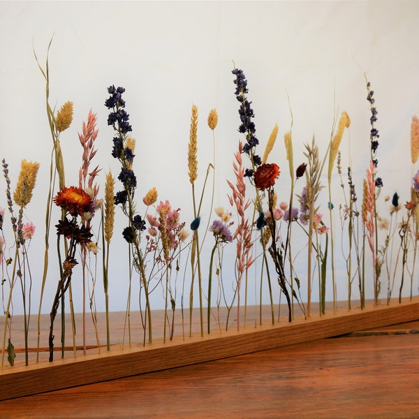 Flower bar 'Individual': Unique pieces made of solid wood with dried flowers - including wall bracket"