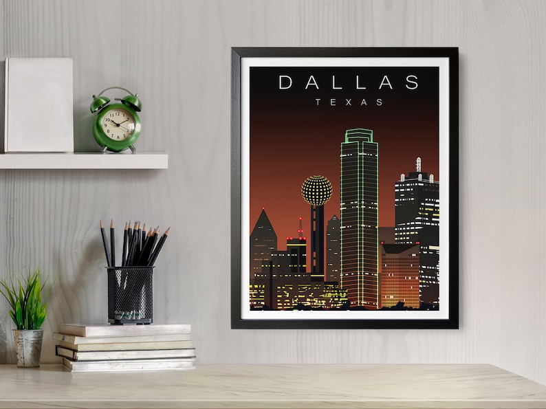 Dallas Texas Wall Art, Dallas Skyline Poster, Reunion Tower Print