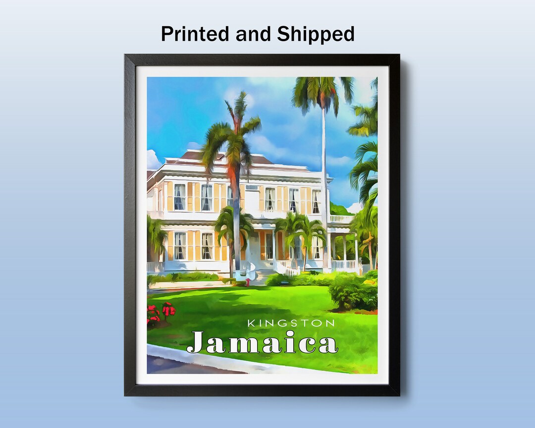 Kingston Jamaica Wall Art, Jamaica Travel Poster, Caribbean Décor Art