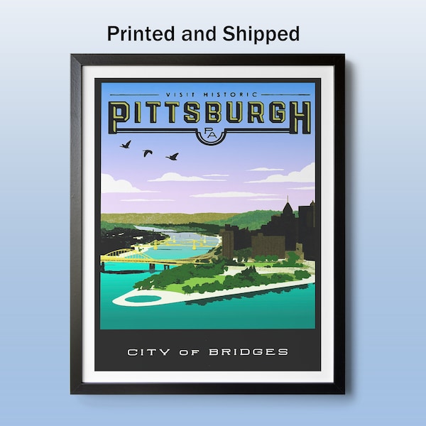 Pittsburgh PA, Three Rivers, Pittsburgh Art, Pittsburgh Wall Art, Point State Park, Pittsburgh Print, Pennsylvania Art, Vintage Pennsylvania