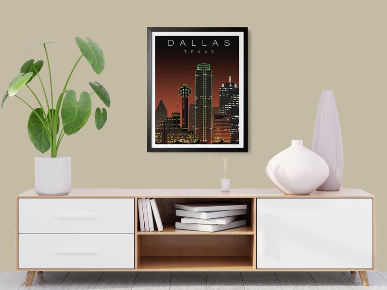 Dallas Texas Wall Art, Dallas Skyline Poster, Reunion Tower Print