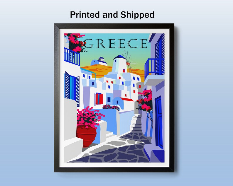 Greece Wall Art, Greek Island, Mediterranean Village, Santorini Poster
