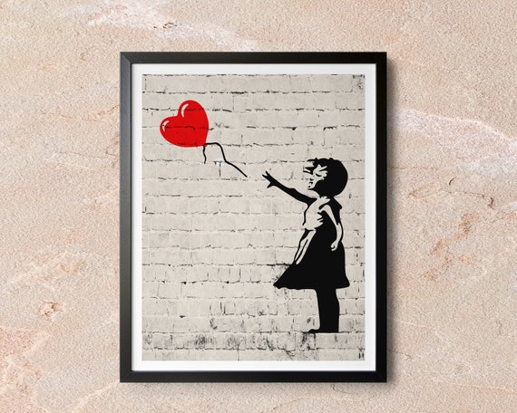 Banksy Art Print, Girl With Red Balloon, Political Wall Art Banksy Art Print, Girl With Red Balloon, Political Wall Art