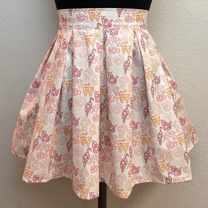 Handmade Skirt with POCKETS! Printed Pleated High Waisted Skater Skirt Made with Starry Cats Fabric