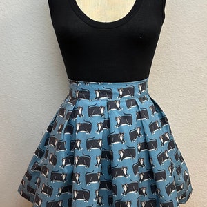 Handmade Skirt with POCKETS Printed Pleated High Waisted Skater Skirt Made with Black Cats Fabric image 2