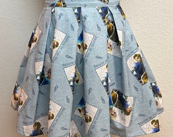 Handmade Skirt with POCKETS! Printed Pleated High Waisted Skater Skirt Made with Breathe of the Wild Zelda Nintendo Gaming Fabric