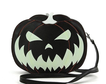 Vinyl Glow in the Dark Jack o Lantern Crossbody Bag