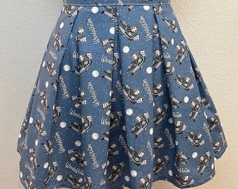 Handmade Skirt with POCKETS! Printed Pleated High Waisted Skater Skirt Made with Marvel Wanda Vision Fabric