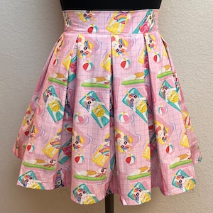 Handmade Skirt with POCKETS! Printed Pleated High Waisted Skater Skirt Made with Unicorn Pool Floaties Fabric