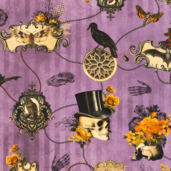 Handmade Skirt with POCKETS! Printed Pleated High Waisted Skater Skirt Made with Purple Striped Halloween Fabric