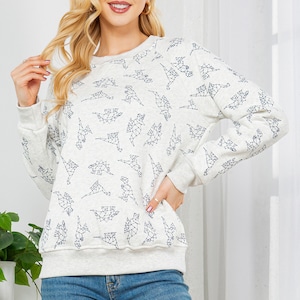 Dinosaur Constellations Printed Super Soft Fleece Lined Pullover Sweatshirt