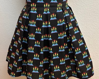 Handmade Skirt with POCKETS! Printed Pleated High Waisted Skater Skirt Made with Star Wars Pride Fabric