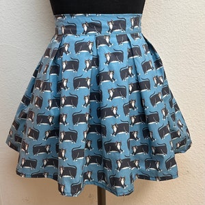 Handmade Skirt with POCKETS Printed Pleated High Waisted Skater Skirt Made with Black Cats Fabric image 1