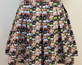 Handmade Skirts with POCKETS! Printed Pleated High Waisted Skater Skirt Made with Marvel Guardians of the Galaxy Fabric